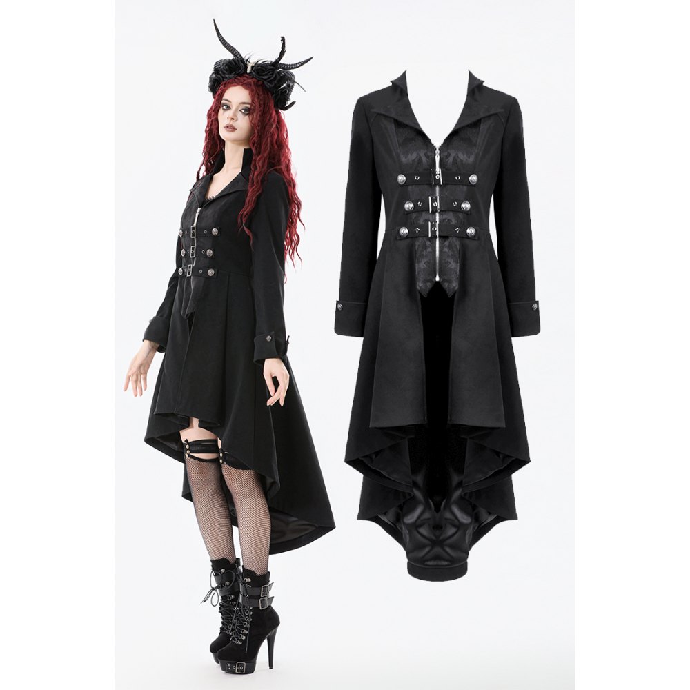 Dark in Love - Gothic PU Leather Trench coat - Black